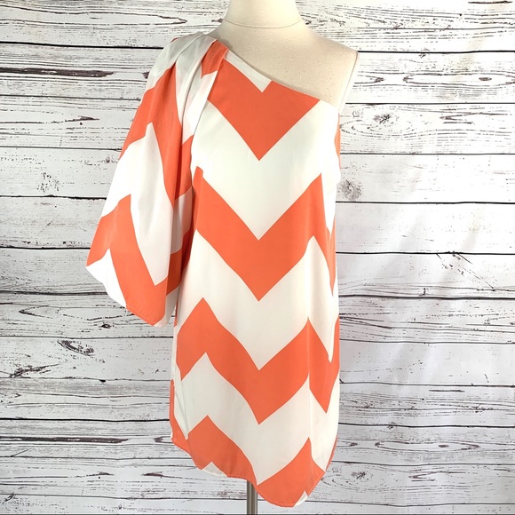 Pink Owl Dresses & Skirts - Pink Owl chevron single shoulder draped sleeve